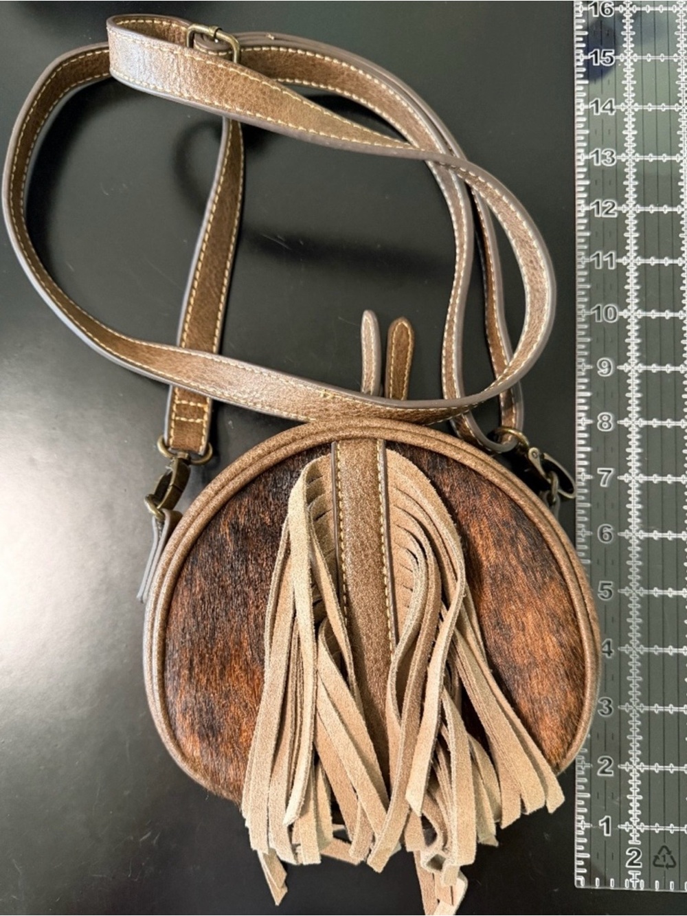 Tony Lama Brown Fringe Round Crossbody Bag - Women